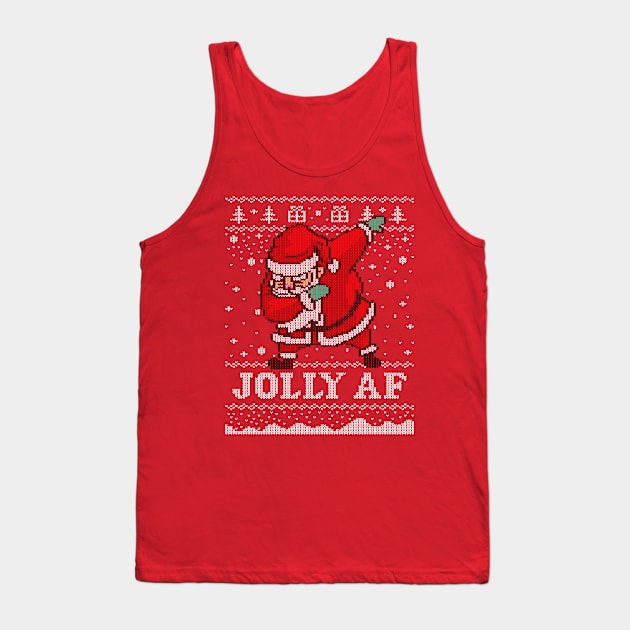 Santa JOLLY AF Ugly Christmas Sweater Funny Santa T-Shirt Tank Top by vo_maria